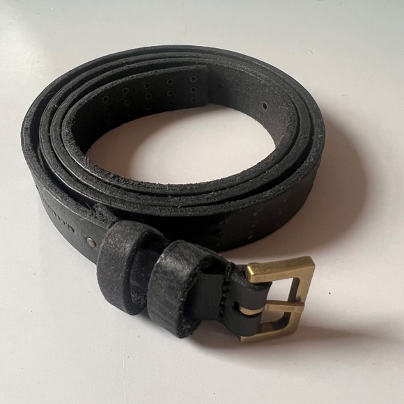 AllSaints Genuine Leather Belt Black Textured Studded Size Medium Made in Italy main image 12